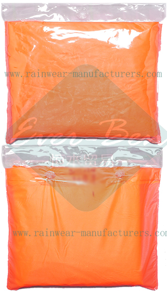 Orange PVC packable rain poncho bags